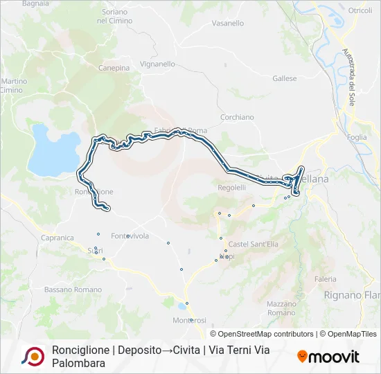 Percorso linea bus COTRAL