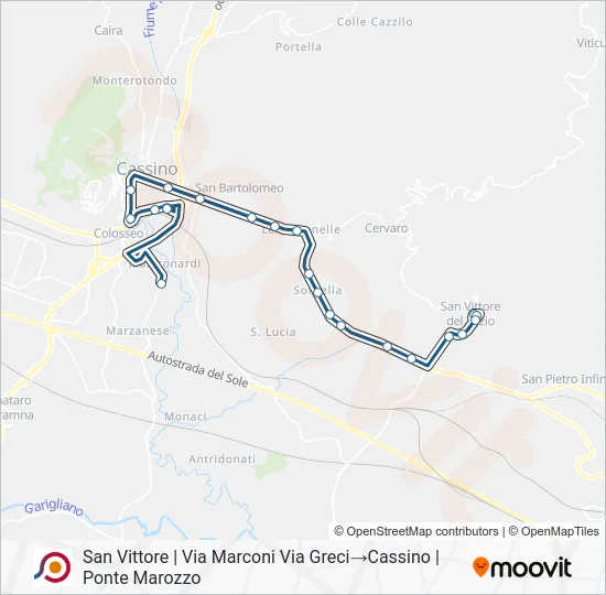 Percorso linea bus COTRAL