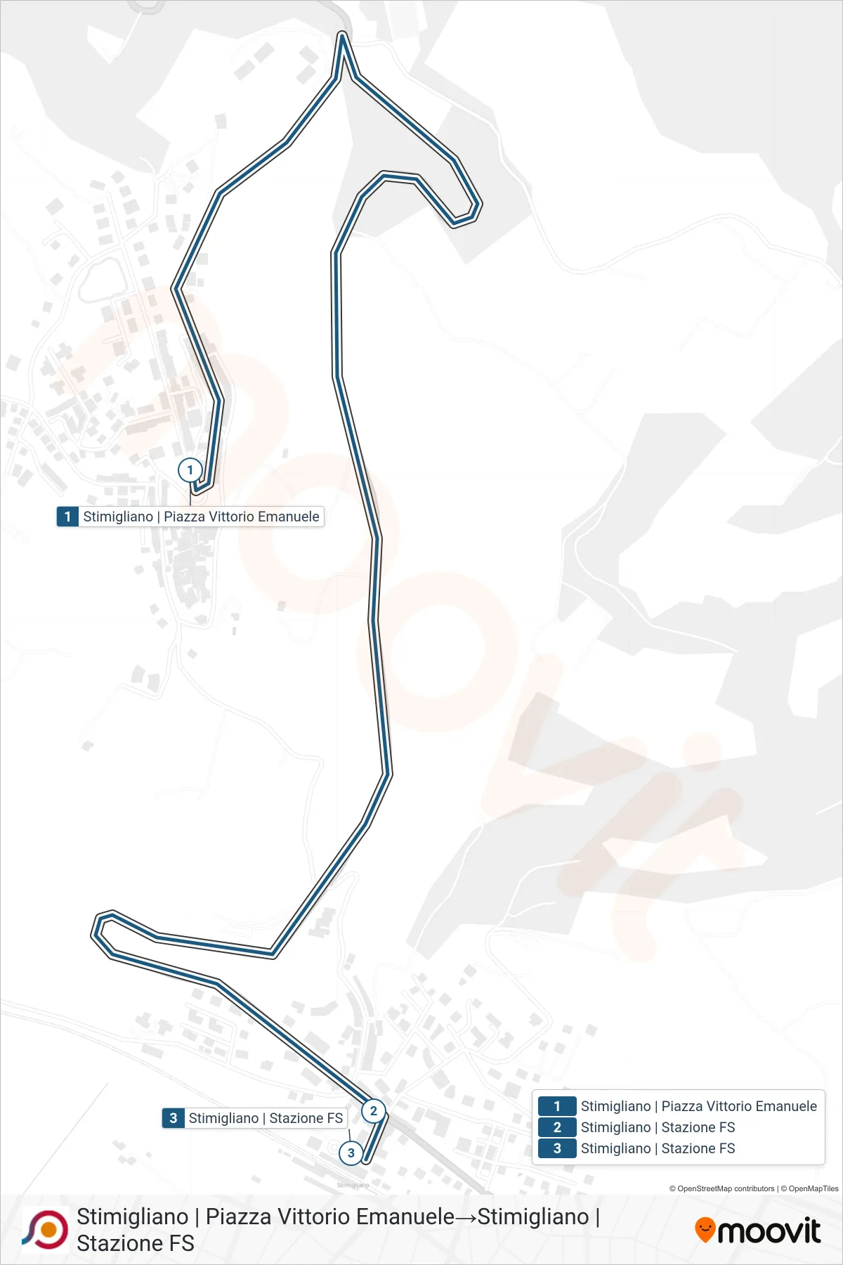 Linea COTRAL bus (Stimigliano | Piazza Vittorio Emanuele→Stimigliano | Stazione FS) - Percorsi e fermate sulla mappa