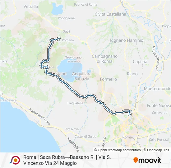 Percorso linea bus COTRAL