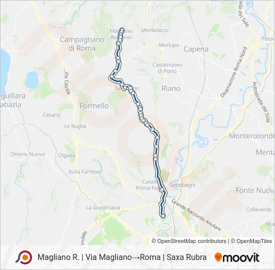 Percorso linea bus COTRAL