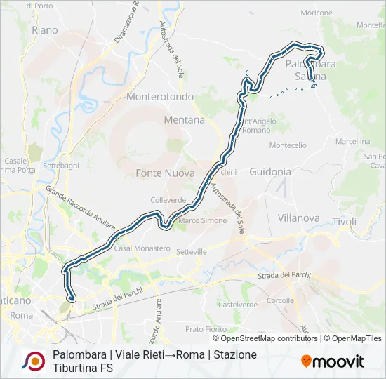 Percorso linea bus COTRAL