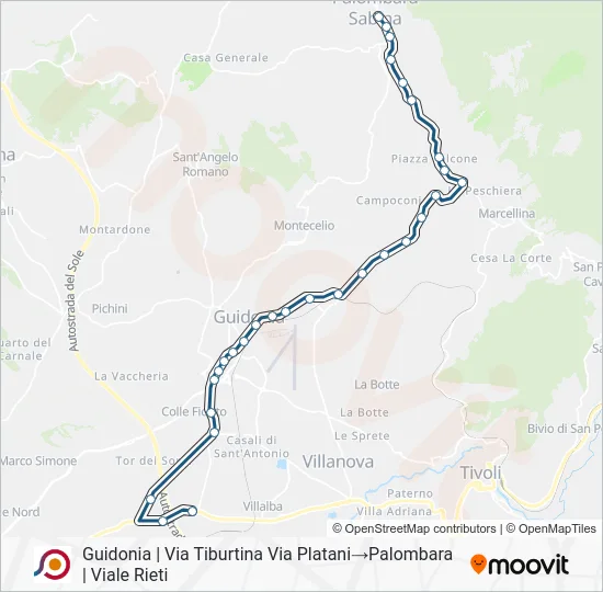 Percorso linea bus COTRAL
