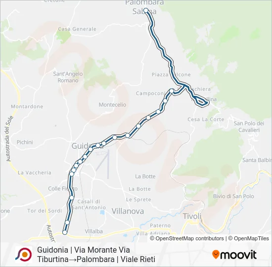 Percorso linea bus COTRAL