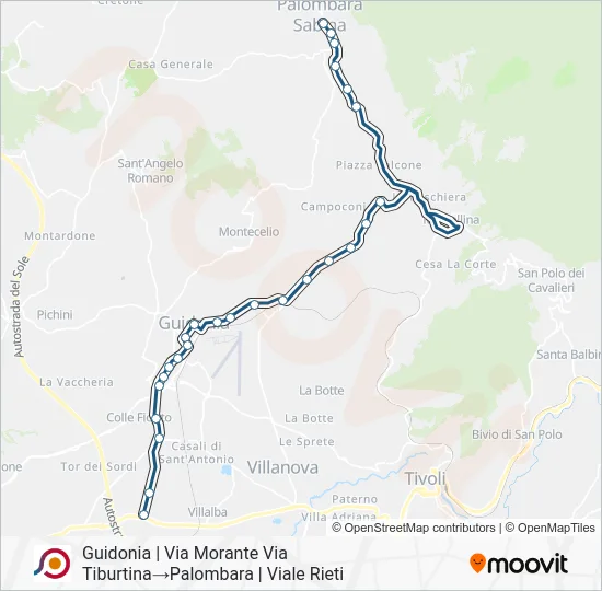 Percorso linea bus COTRAL