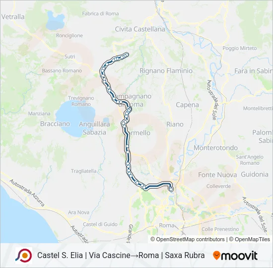Percorso linea bus COTRAL
