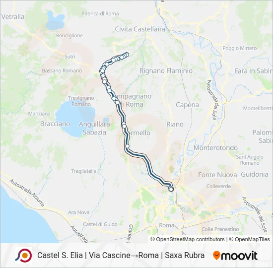 Percorso linea bus COTRAL