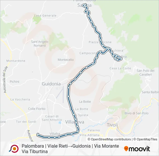 Percorso linea bus COTRAL