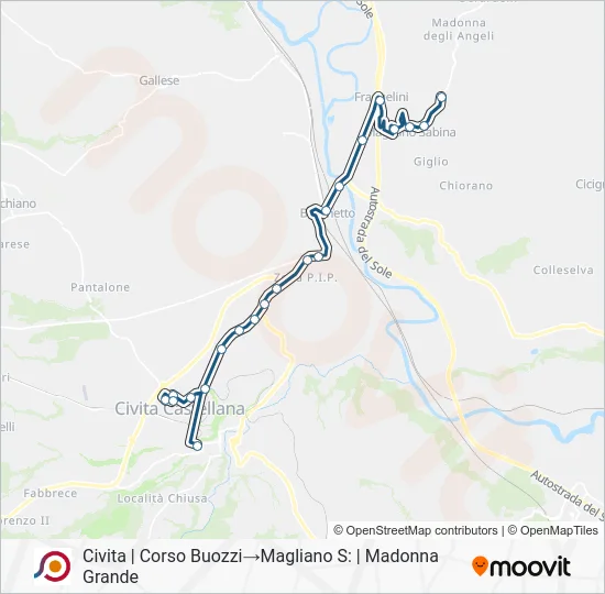 Percorso linea bus COTRAL