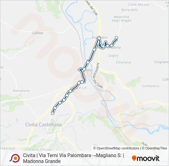 Percorso linea bus COTRAL