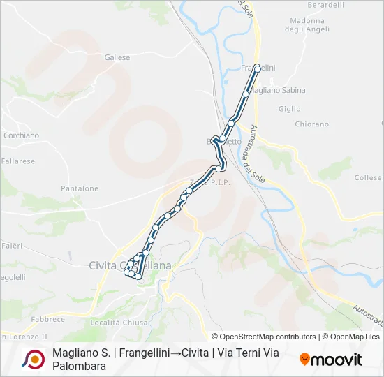 Percorso linea bus COTRAL