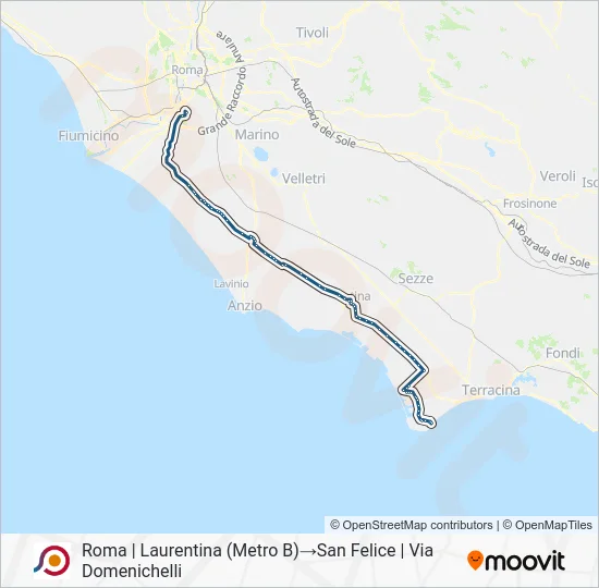 Percorso linea bus COTRAL