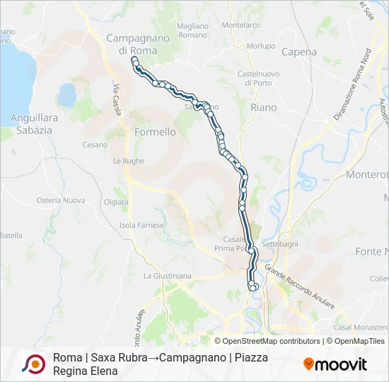 Percorso linea bus COTRAL