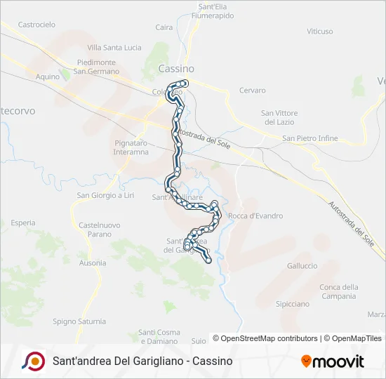 Percorso linea bus COTRAL