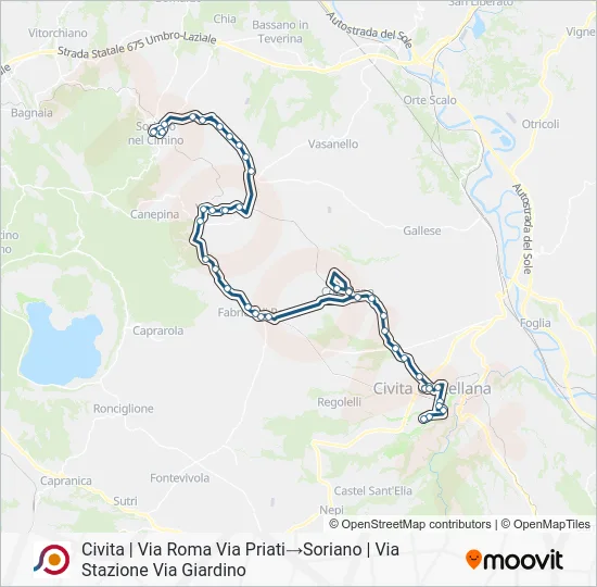 Percorso linea bus COTRAL
