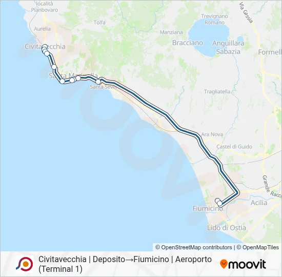 Percorso linea bus COTRAL