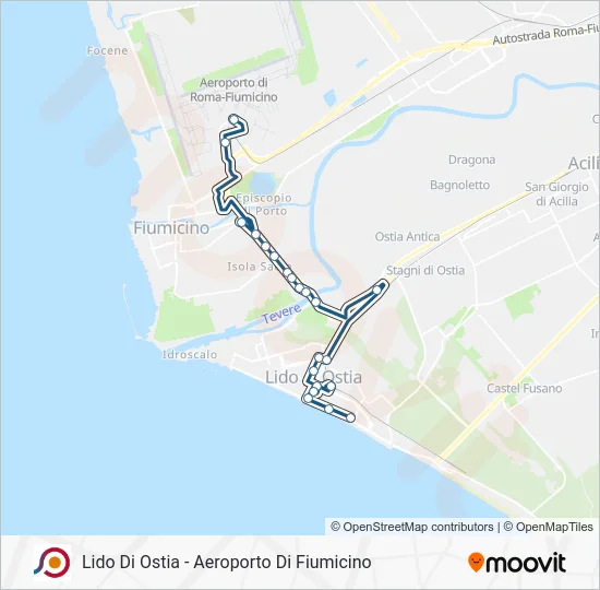 Percorso linea bus COTRAL