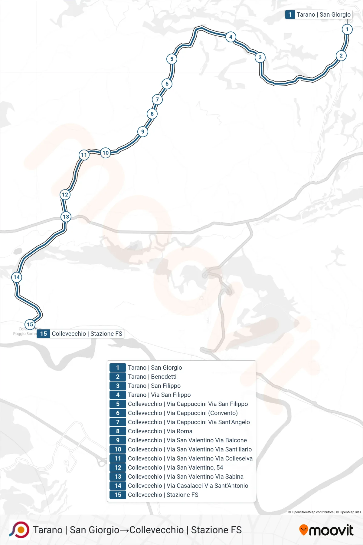Linea COTRAL bus (Tarano | San Giorgio→Collevecchio | Stazione FS) - Percorsi e fermate sulla mappa