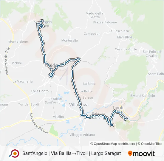 Percorso linea bus COTRAL