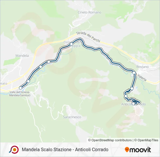 Percorso linea bus COTRAL