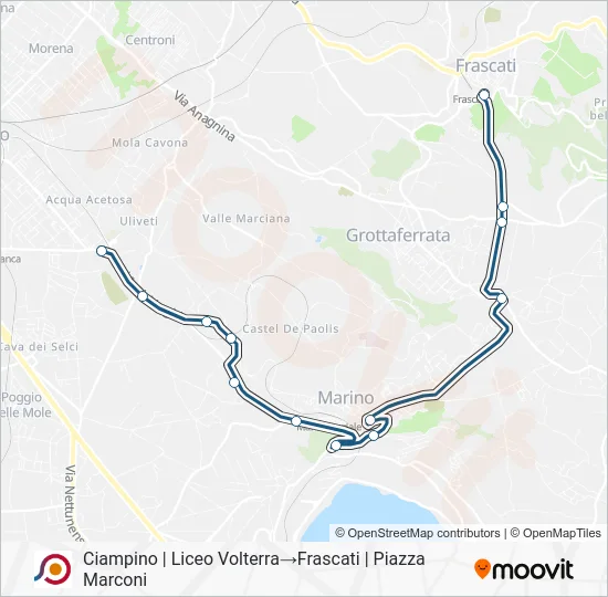 Percorso linea bus COTRAL