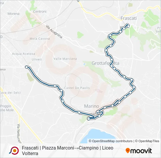 Percorso linea bus COTRAL