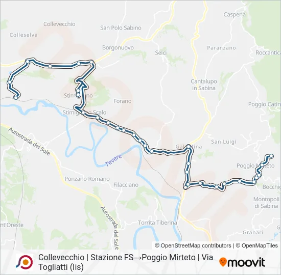 Percorso linea bus COTRAL