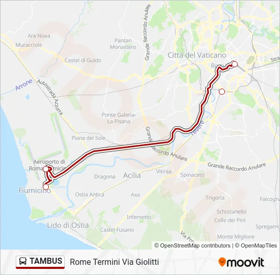 Percorso linea bus TAMBUS