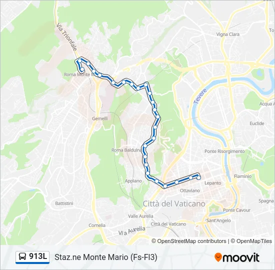913L Bus Line Map