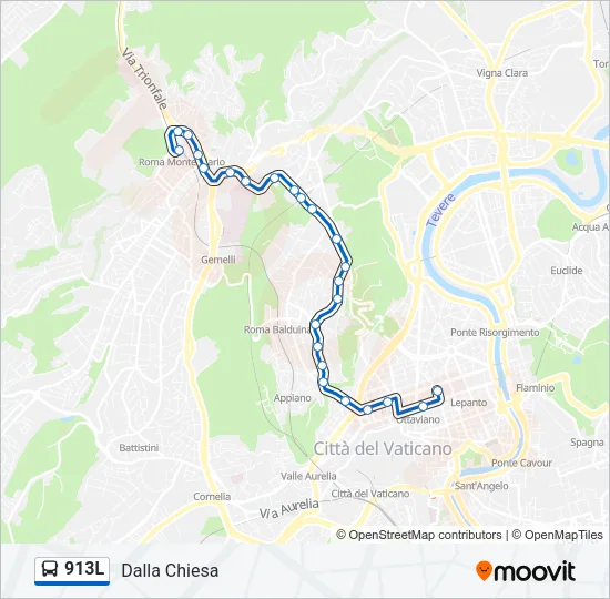 913L Bus Line Map