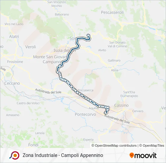 Percorso linea bus COTRAL