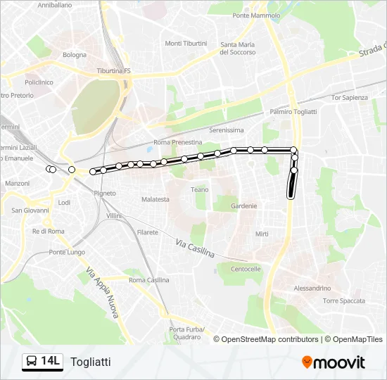 14L Bus Line Map