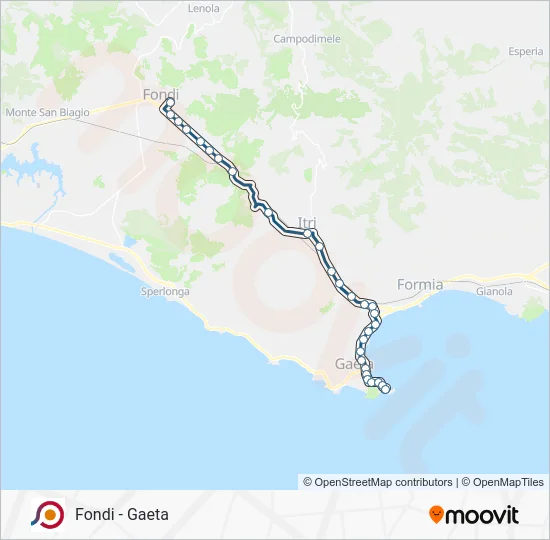 Percorso linea bus COTRAL