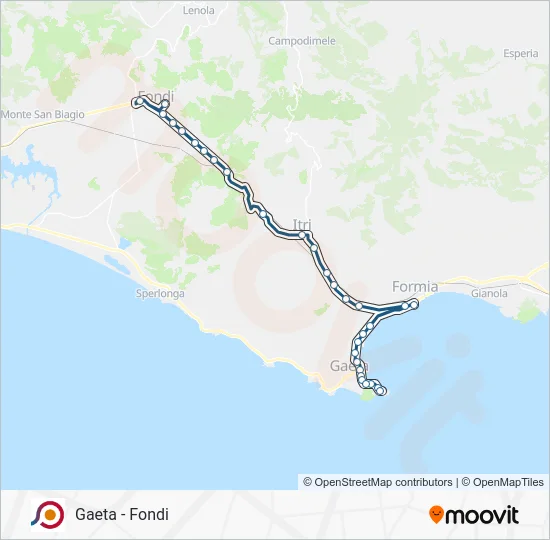 Percorso linea bus COTRAL