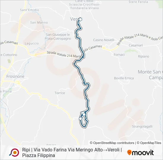 Percorso linea bus COTRAL