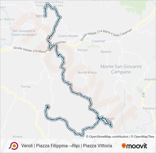 Percorso linea bus COTRAL