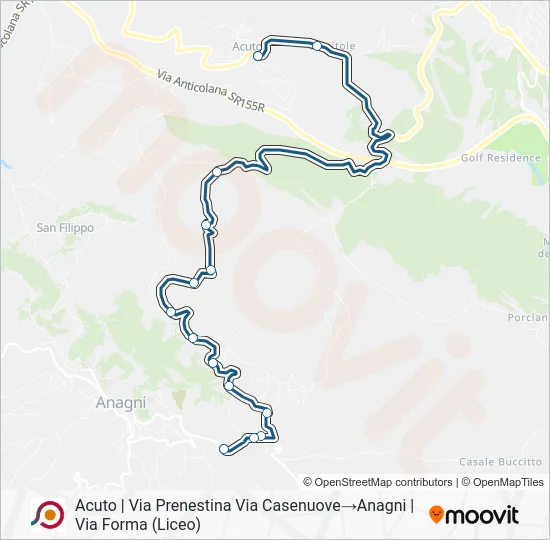 Percorso linea bus COTRAL