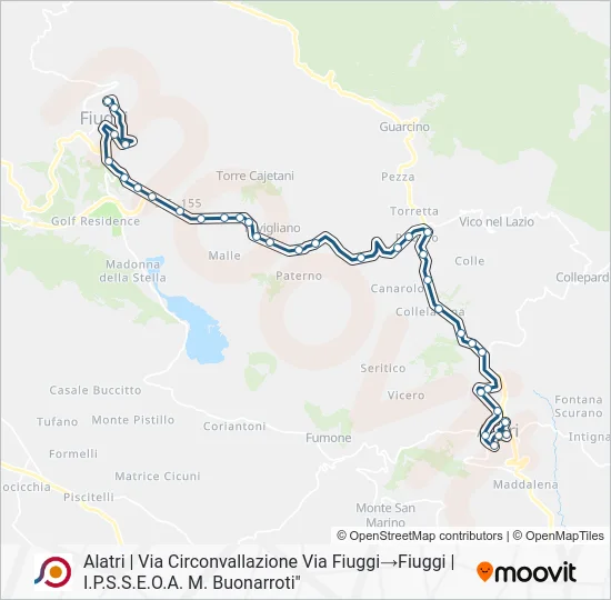 Percorso linea bus COTRAL