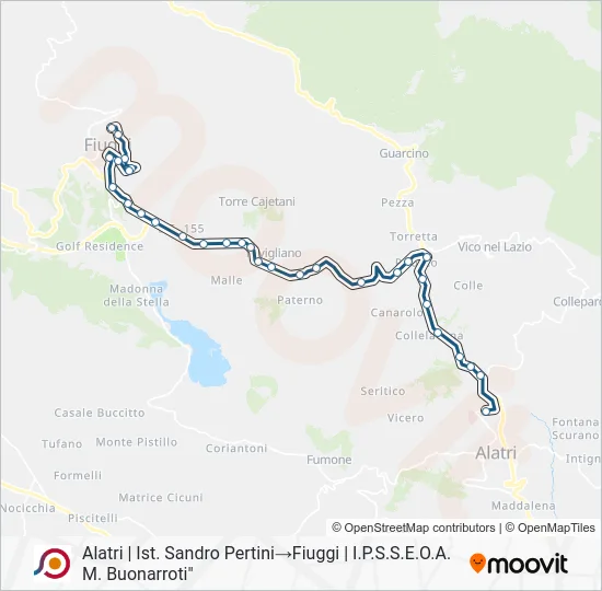 Percorso linea bus COTRAL