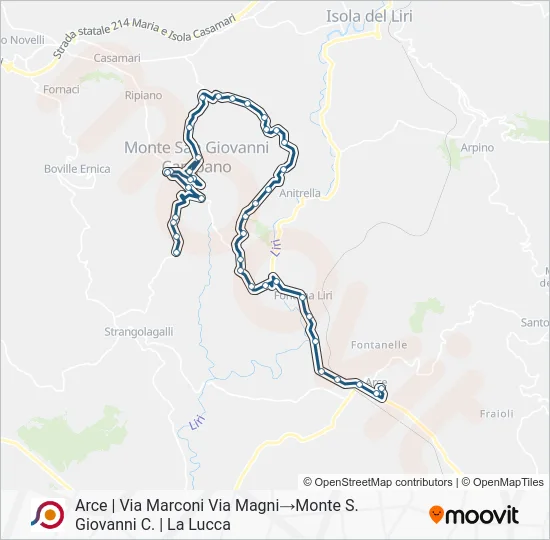 Percorso linea bus COTRAL