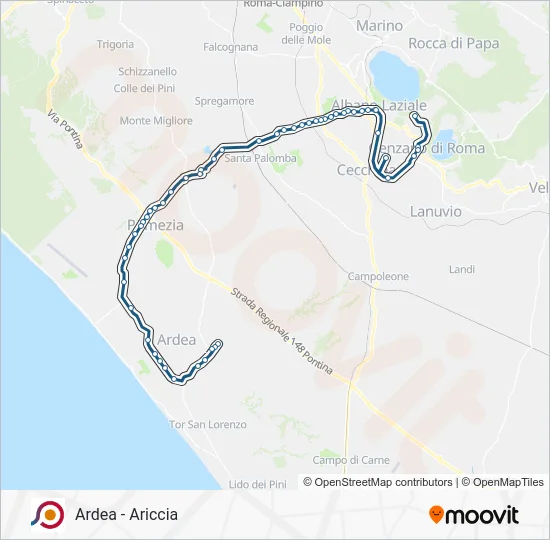 Percorso linea bus COTRAL