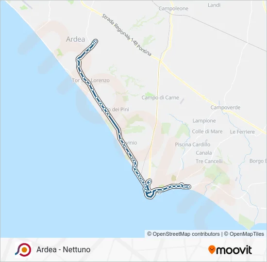 Percorso linea bus COTRAL