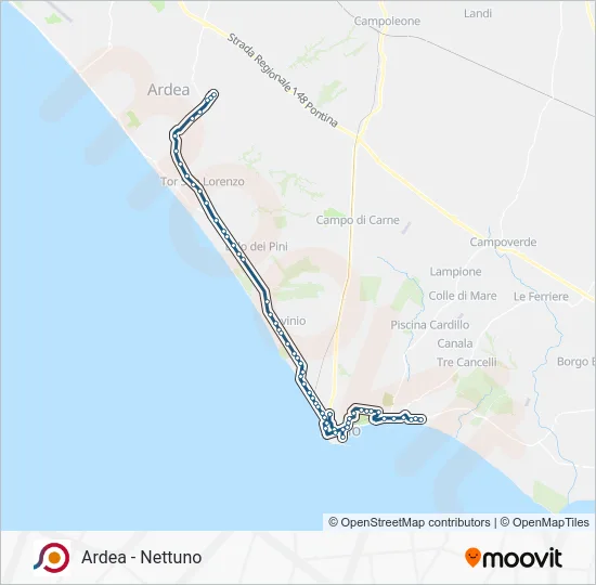 Percorso linea bus COTRAL