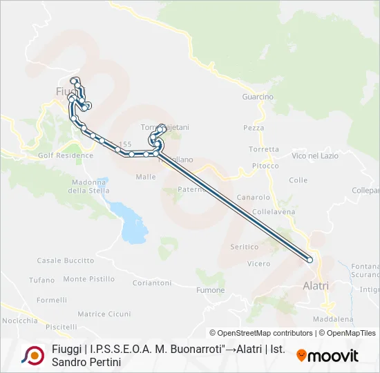 Percorso linea bus COTRAL