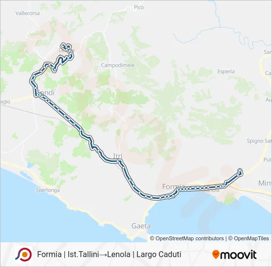 Percorso linea bus COTRAL