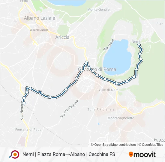 Percorso linea bus COTRAL