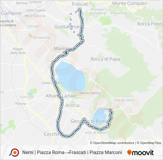 Percorso linea bus COTRAL
