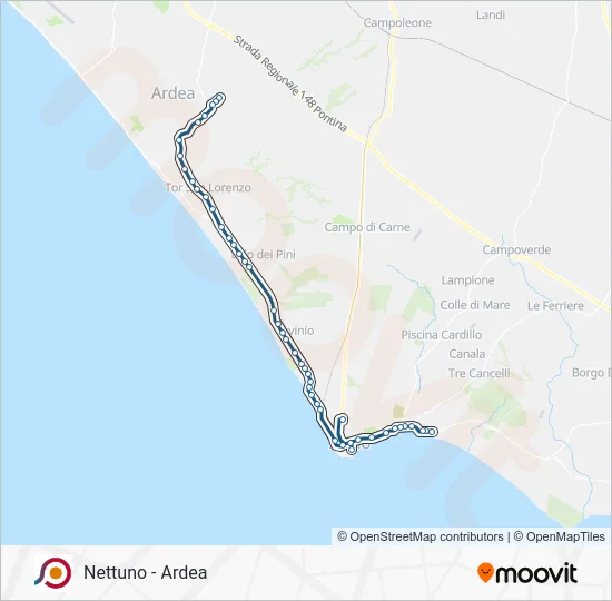 Percorso linea bus COTRAL
