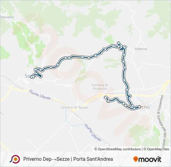 Percorso linea bus COTRAL