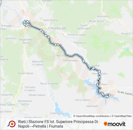 Percorso linea bus COTRAL